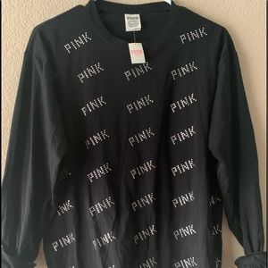 Victoria Secret PINK Black Rhinestone Tee